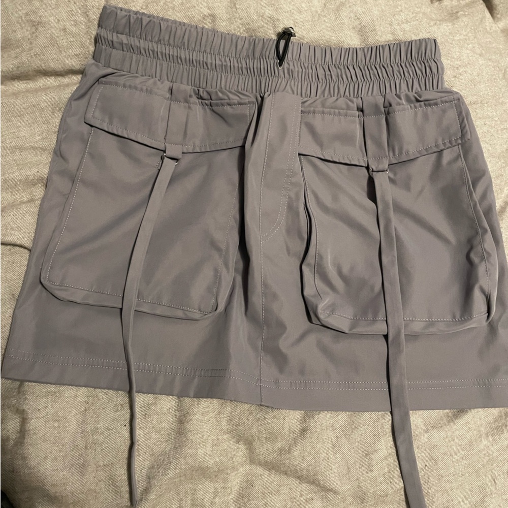 Women's Gray Utility Drawstring Mini Skirt